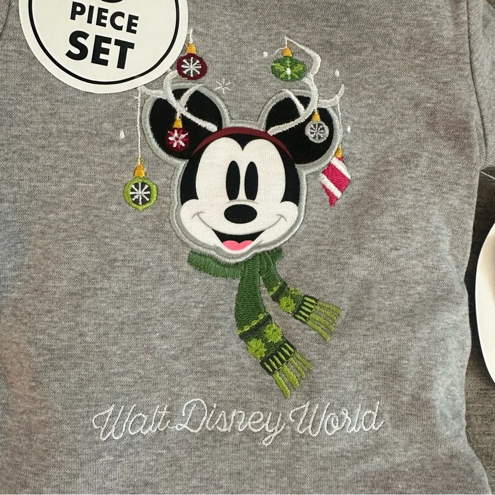 NWT Disney Mickey Christmas (2) baby onesies & Mickey ear cap